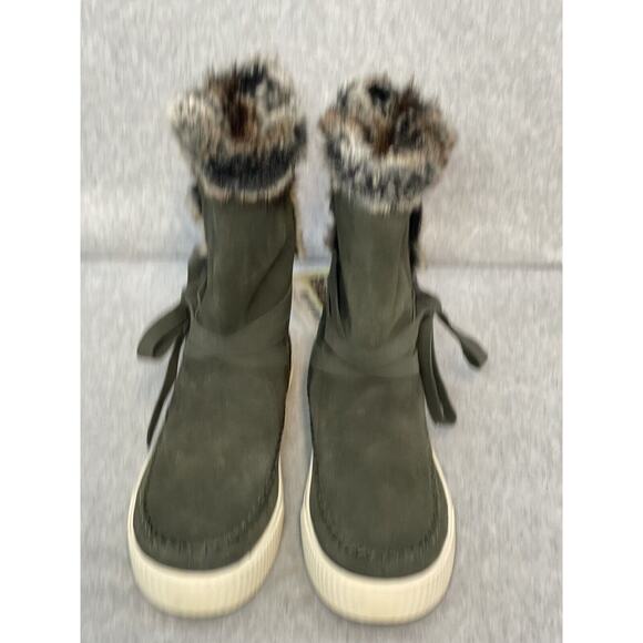TOMS Vista Faux Fur Lined Forest Green Waterproof Suede/Faux Fur Boot Women Sz 7 - Picture 5 of 10